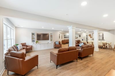 Bright common area with comfortable seating
