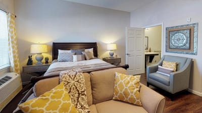 Private resident room with furnishings and decor