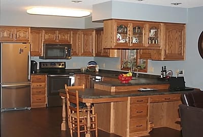Modern kitchen interior with wooden cabinetry