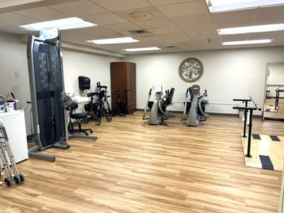 Rehabilitation gym with exercise equipment