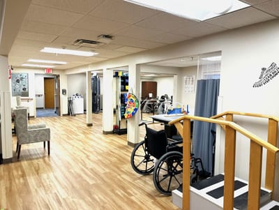 Interior view of a therapy room with equipment