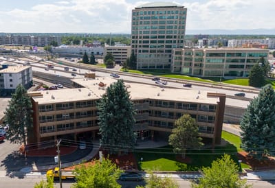 Aerial view of the South Valley Post Acute Rehabilitation building