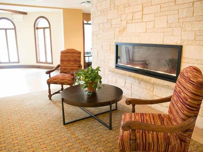 Cozy seating area in a warm interior space