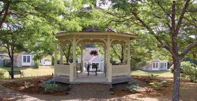 Gazebo in a landscaped garden area