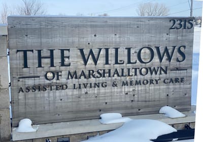Sign of The Willows of Marshalltown Assisted Living