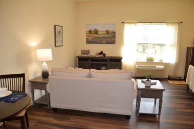 Cozy interior of a resident's room with a view