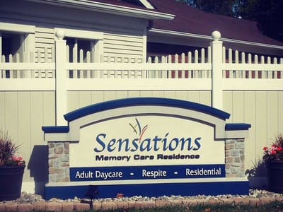 Facility sign displaying the name Sensations