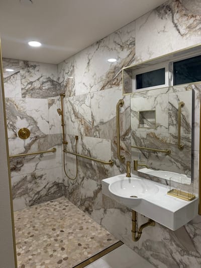 Modern accessible bathroom with safety features