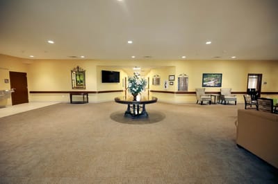 Spacious common area with seating and decor