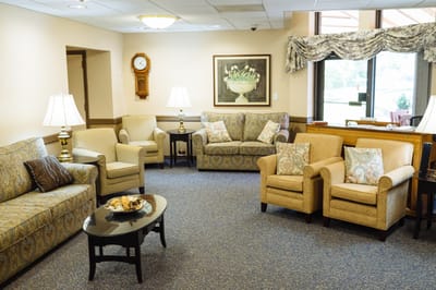 Bright common area with comfortable seating