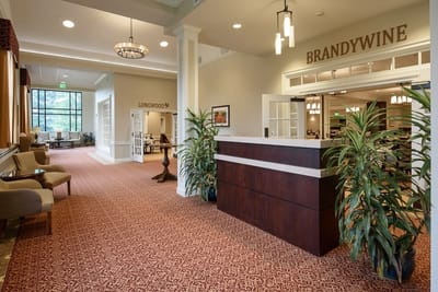 Interior view of a welcoming common area with seating