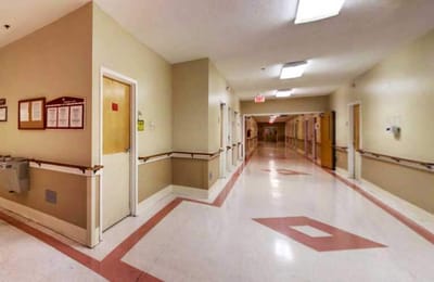 Interior hallway of a nursing home facility