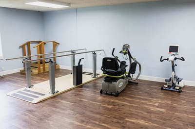 Interior gym area with exercise equipment