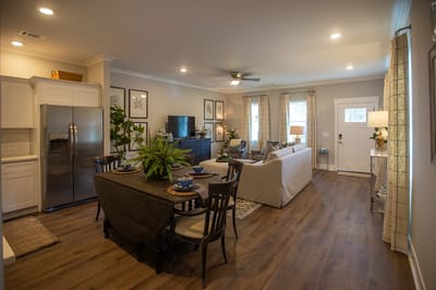 Bright interior of a living space with a dining area