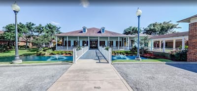 Exterior view of a senior living facility entrance