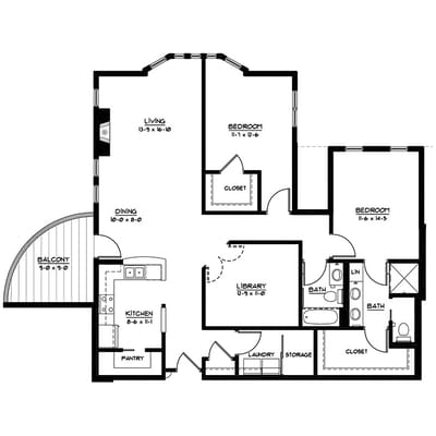 Architectural floor plan layout of a residential unit
