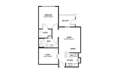 Architectural floor plan of a resident unit