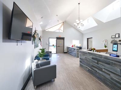 Bright reception area with modern decor
