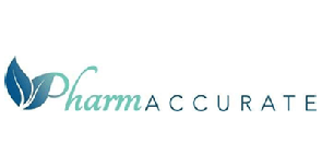 Pharmaccurate logo with blue accents