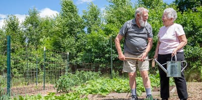 Residents gardening together in a community space