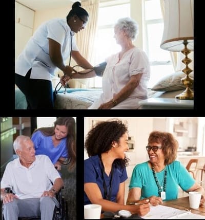 Aspen Transitional Rehab, Nursing Home in Meridian, ID — Caregivers assisting seniors in a warm facility setting