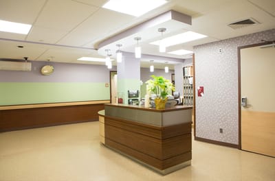 Reception area of a nursing home facility