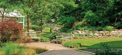 Secluded garden area with seating