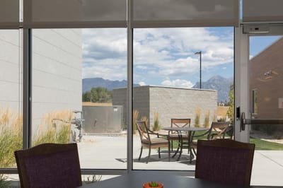 View of an outdoor area from an interior room