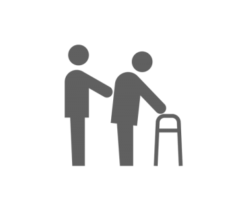 Stylized icon representing assistance for seniors