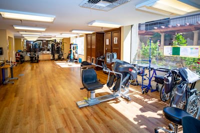 Interior of a fitness area with exercise equipment