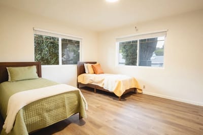 Bright interior of a shared resident room