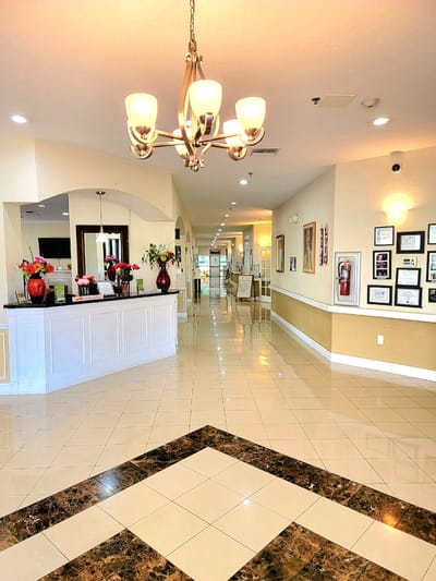 Interior view of the lobby and reception area