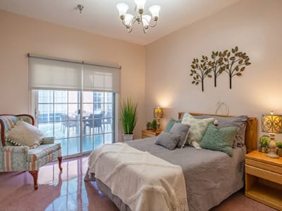 Cozy bedroom with light decor and natural light