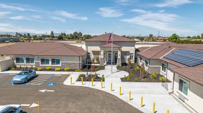 Aerial view of the Valley Spring Memory Care facility entrance