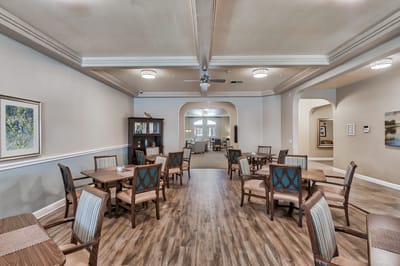 Common area with dining tables and chairs