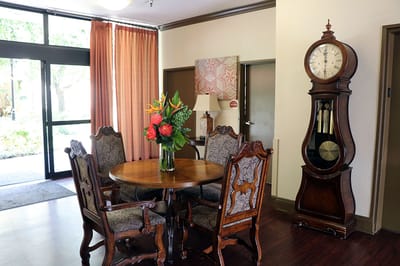 Cozy common area with a dining table and decor