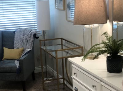Cozy interior corner of a living space with decor
