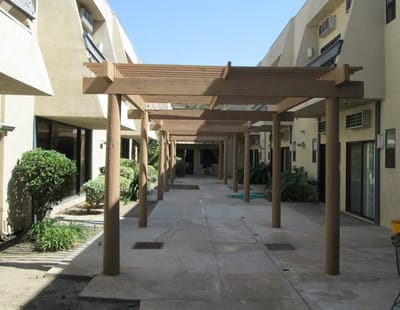Covered walkway in an outdoor space