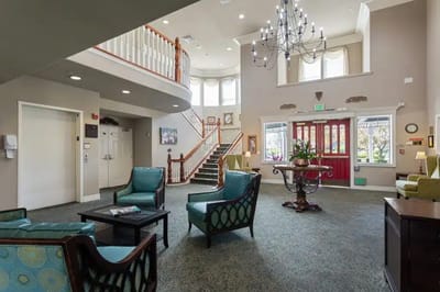 Bright and inviting lobby area with seating