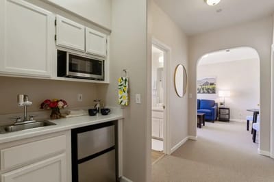 Interior view of a kitchen area in a resident room