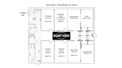 Architectural floor plan of Walnut House rooms