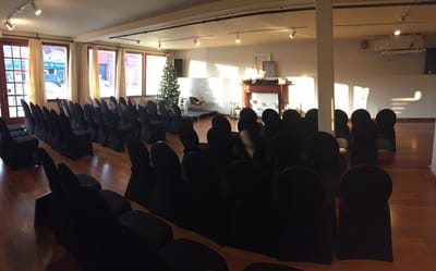 Interior view of a meeting room with chairs arranged