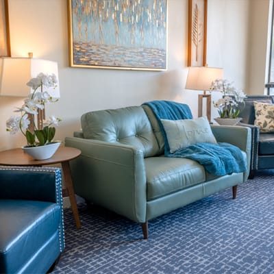 Cozy interior lounge space with comfortable seating