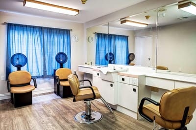 Interior view of a salon in a senior living facility
