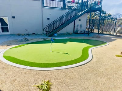Outdoor putting green at the assisted living facility