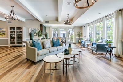 Bright and spacious common area with comfortable seating