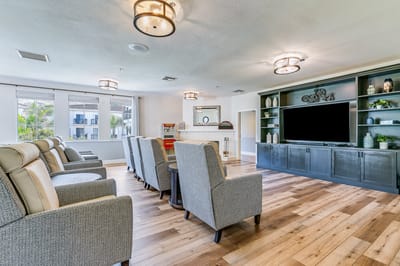 Bright interior common area with comfortable seating