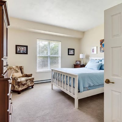 Cozy private resident room with light decor