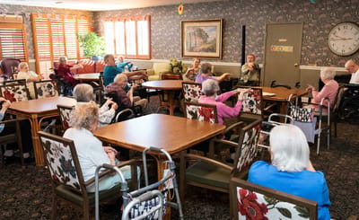 Residents participating in an activity in a common area