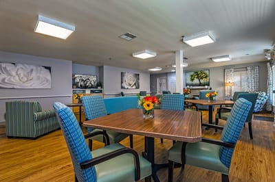 Interior common area with tables and seating